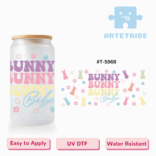 16oz uvdtf BUNNY colorful rabbit Macaron color Boho--#T-5968