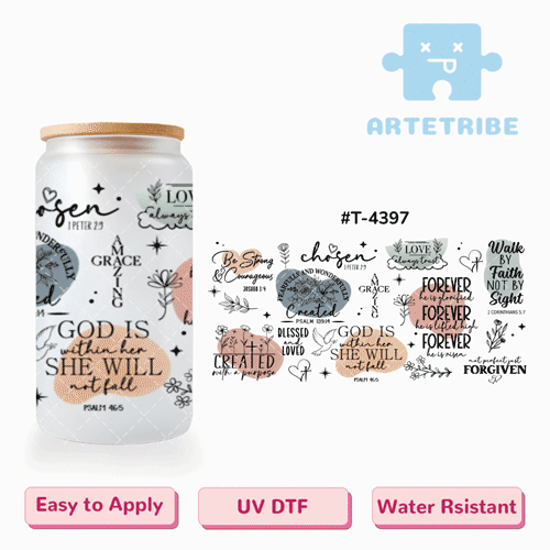 16oz uvdtf Be Strong Courageous Morandi color Boho--#T-4397