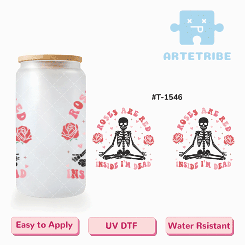 16oz uvdtf Valentine's Day rose skeleton--#T-1546