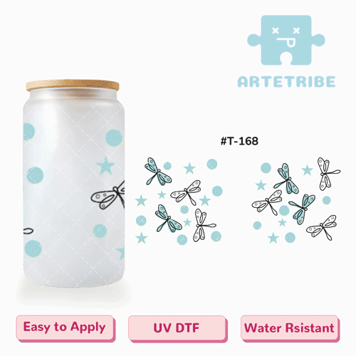 16oz uvdtf sea foam green dragonfly Boho--#T-168