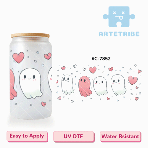 16oz uvdtf Halloween ghost love water droplets--#C-7852