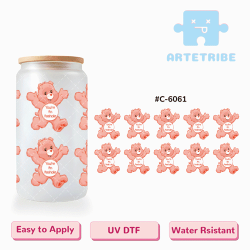 16oz uvdtf pink bear --#C-6061