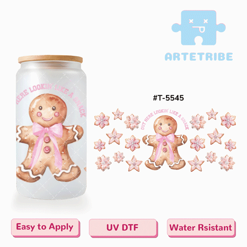 16oz uvdtf Christmas cookie bow --#T-5545