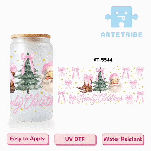 16oz uvdtf Christmas tree Santa --#T-5544