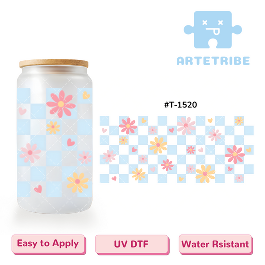 16oz uvdtf grid flowers--#T-1520