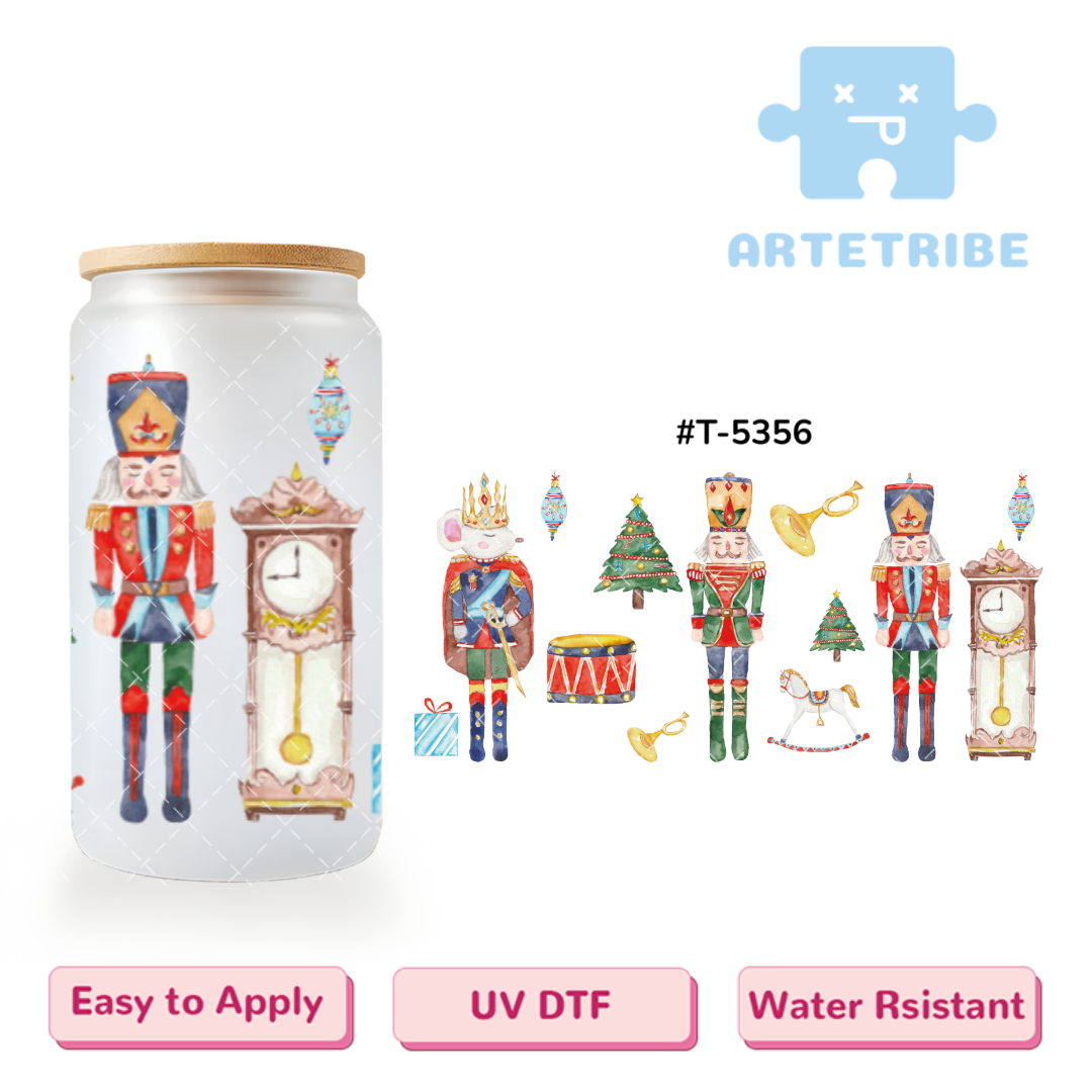 16oz uvdtf Christmas The nutcracker and the mouse king fairy tale pine Snare Drum Trojans Trumpet watercolor--#T-5356