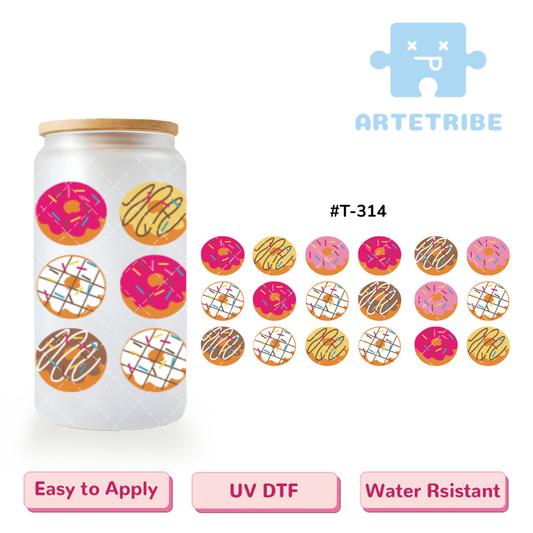 16oz uvdtf Donut sweet pink yellow brown--#T-314