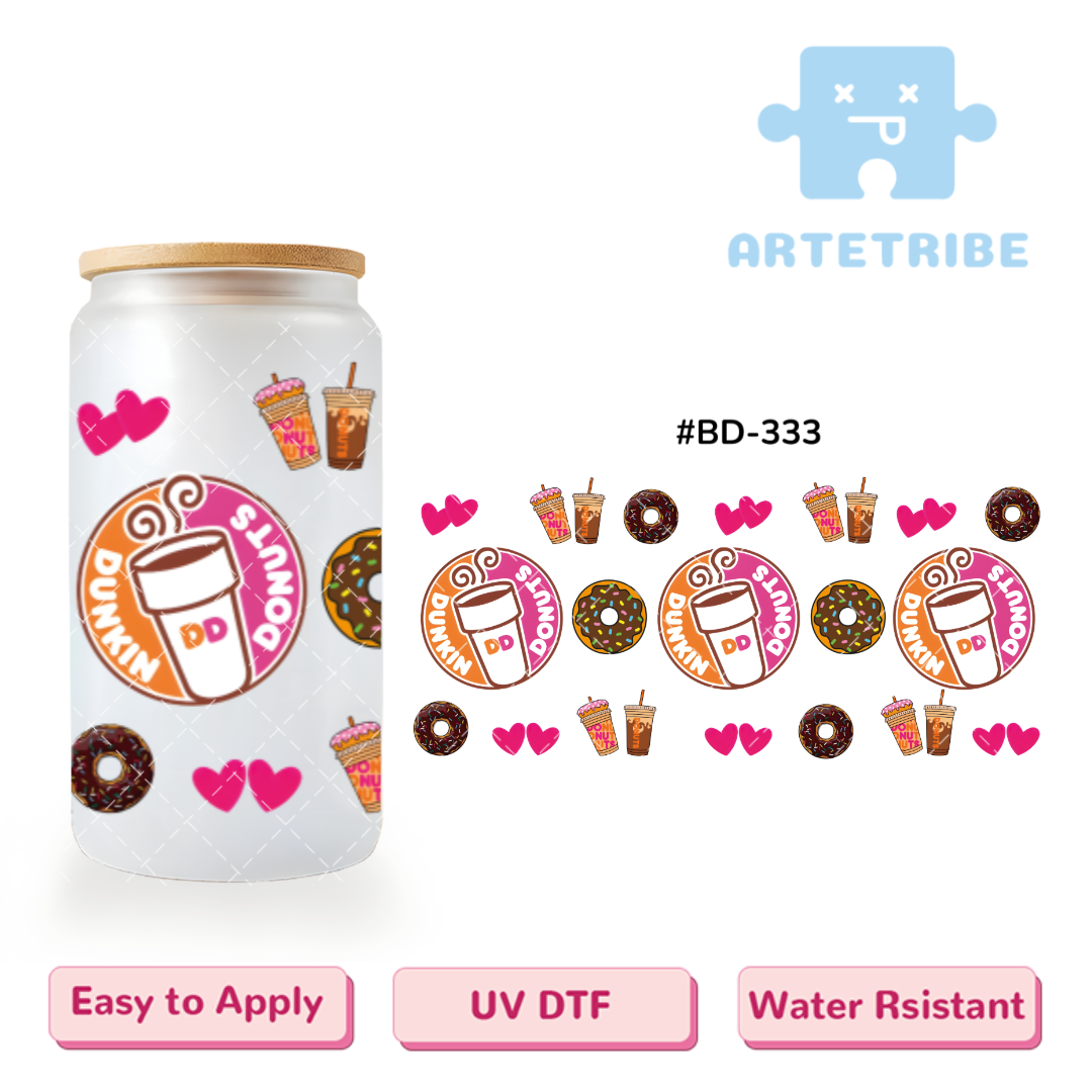 16oz uvdtf Dunkin Dounts coffee sweet--#BD-333