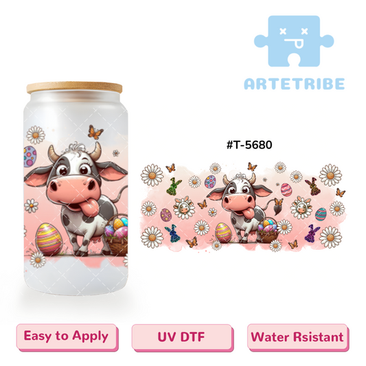 16oz uvdtf Easter cow egg daisy -- #T-5680