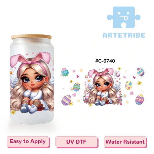 16oz uvdtf Easter girl egg --#C-6740