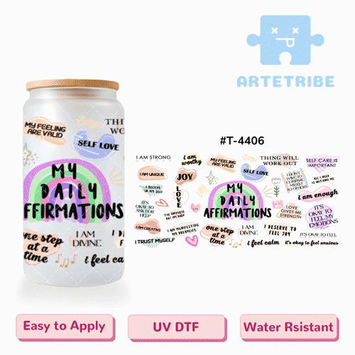 16oz uvdtf MY DAILY AFFIRMATIONS self love Macaron color Morandi color--#T-4406