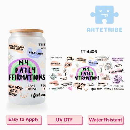 16oz uvdtf MY DAILY AFFIRMATIONS self love Macaron color Morandi color--#T-4406