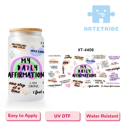 16oz uvdtf MY DAILY AFFIRMATIONS self love Macaron color Morandi color--#T-4406