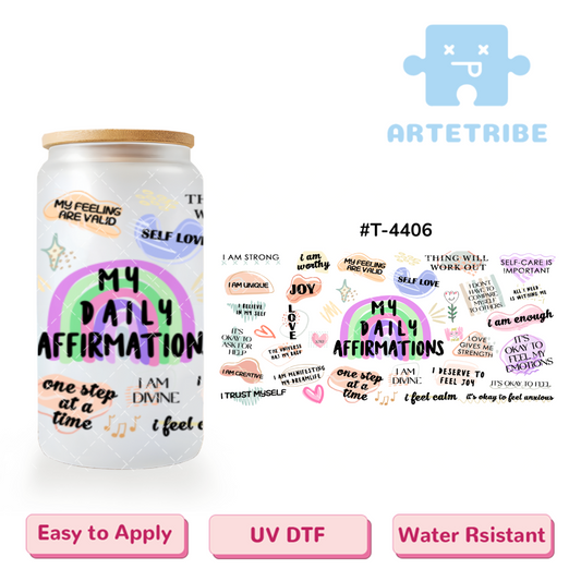 16oz uvdtf MY DAILY AFFIRMATIONS self love Macaron color Morandi color--#T-4406