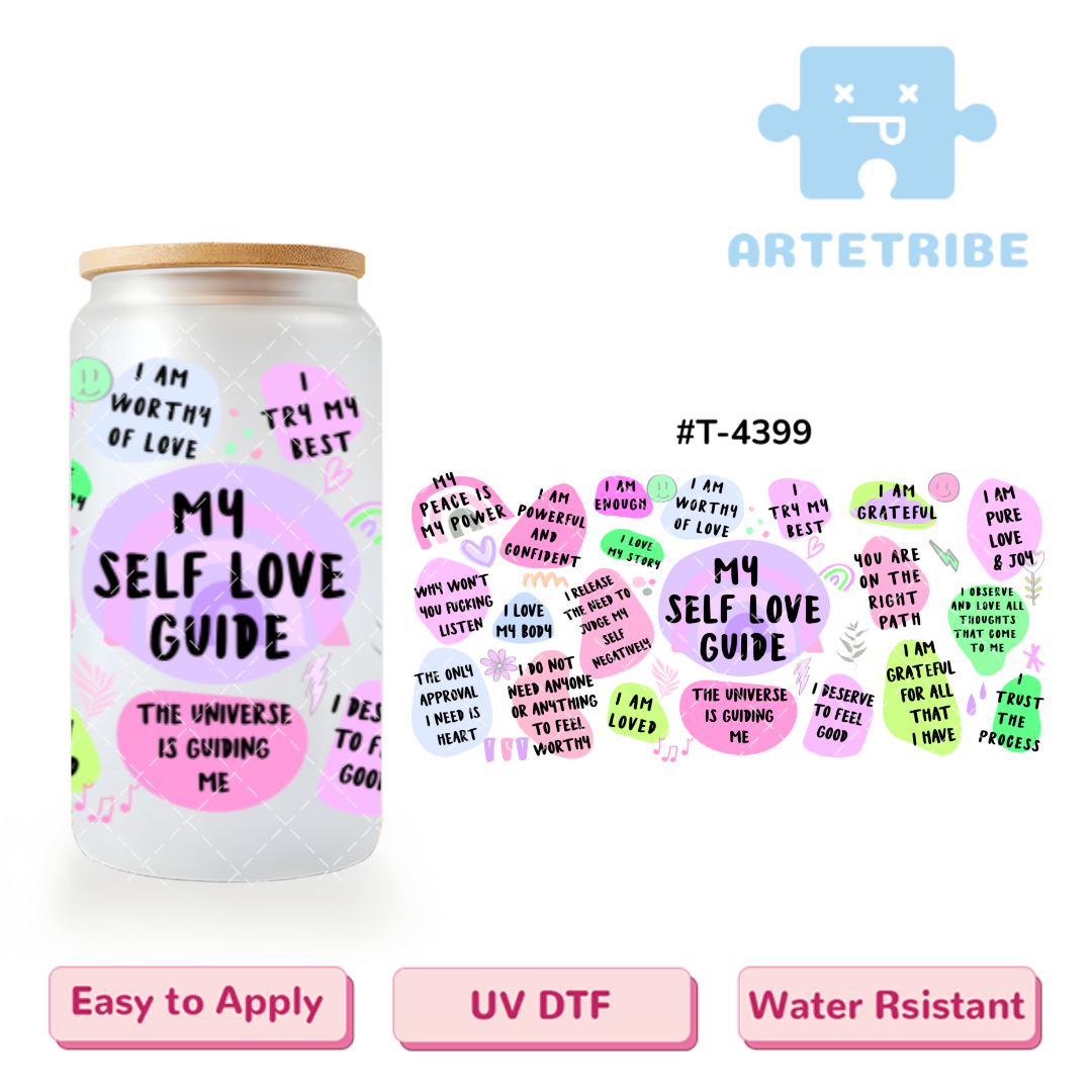 16oz uvdtf MY SELF LOVE GUIDE Macaron color purple pink tone--#T-4399