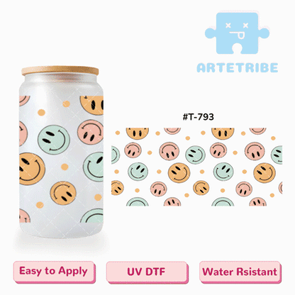 16oz uvdtf Morandi color smilely face--#T-793