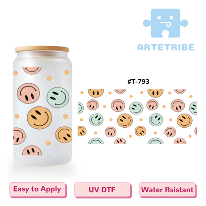 16oz uvdtf Morandi color smilely face--#T-793