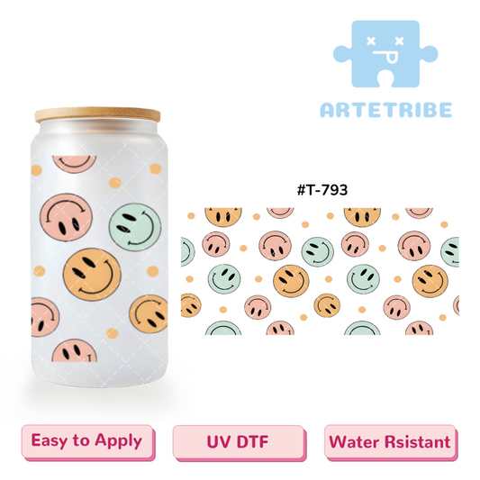 16oz uvdtf Morandi color smilely face--#T-793