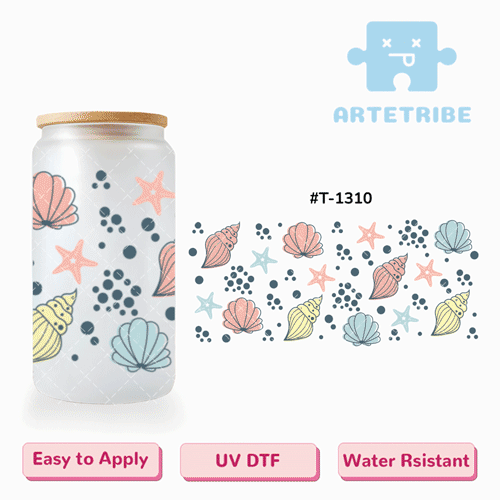 16oz uvdtf Moranti color ocean elements shell conch fishstar--#T-1310