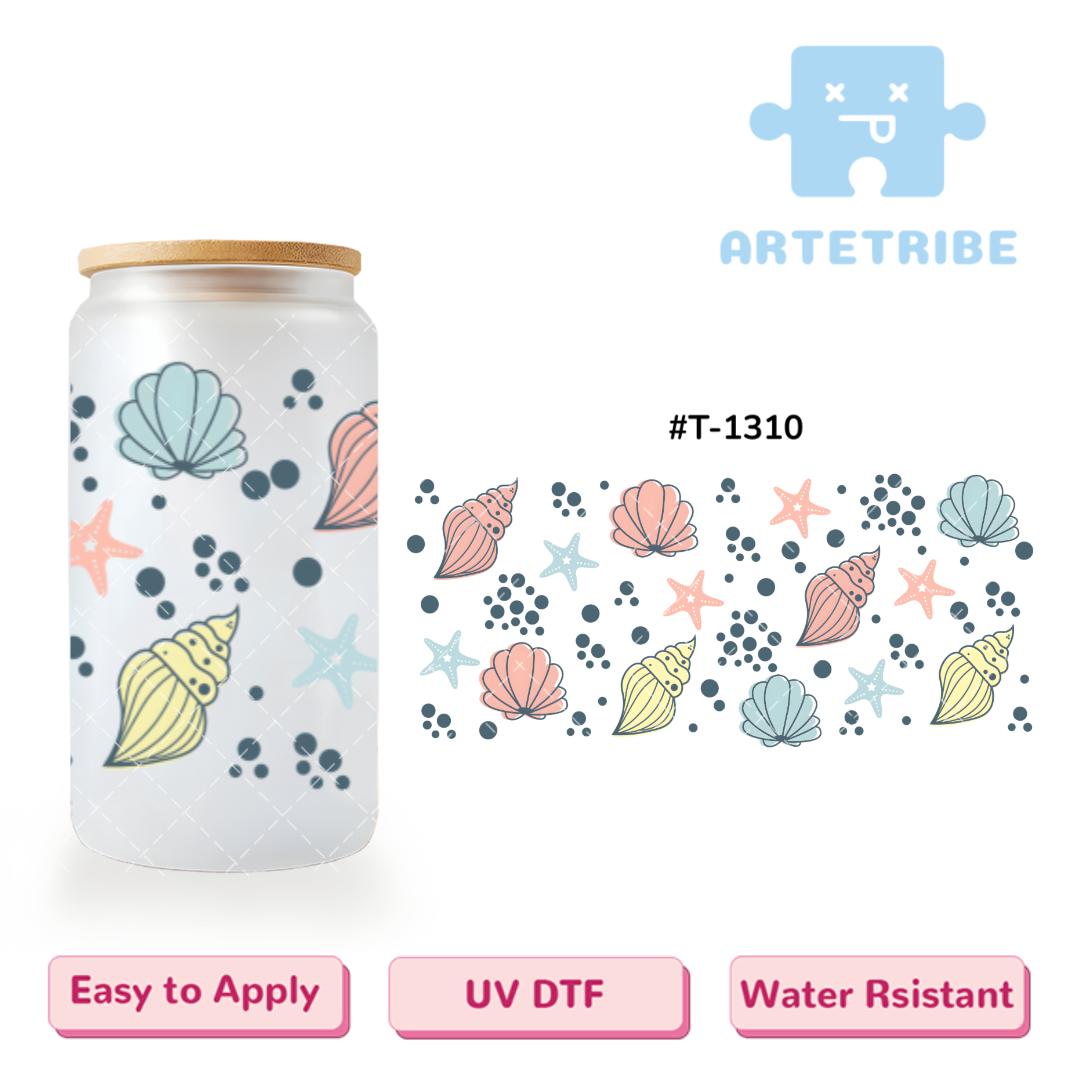 16oz uvdtf Moranti color ocean elements shell conch fishstar--#T-1310