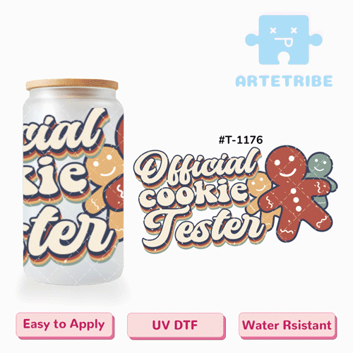 16oz uvdtf Offical cookie tester gingerbread man Morandi color brown green yellow--#T-1176