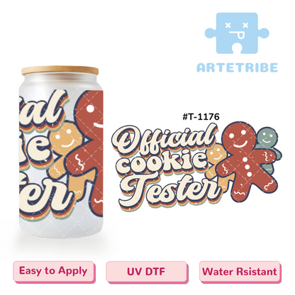 16oz uvdtf Offical cookie tester gingerbread man Morandi color brown green yellow--#T-1176
