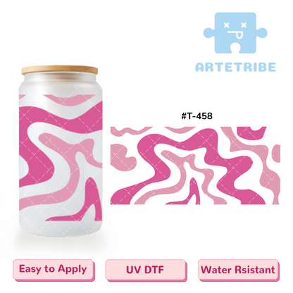 16oz uvdtf Pink and white wavy pattern--#T-458