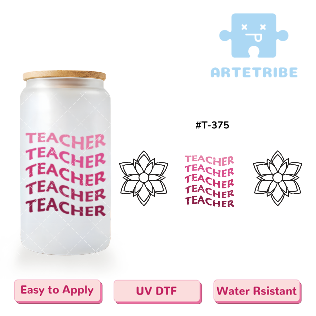 16oz uvdtf Teachers' Day pink and claret tone flower--#T-375