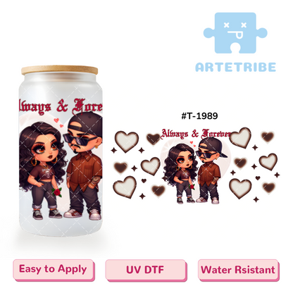 16oz uvdtf Valentine's Day boy girl brown--#T-1989