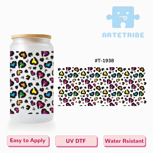 16oz uvdtf Valentine's Day colorful heart dots--#T-1938