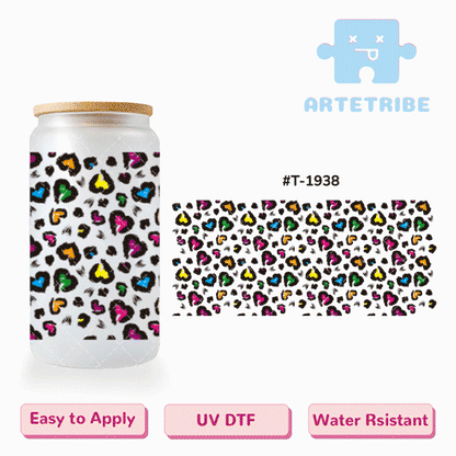 16oz uvdtf Valentine's Day colorful heart dots--#T-1938