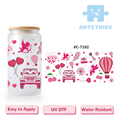 16oz uvdtf Valentine's Day pink Cupid car--#C-7192