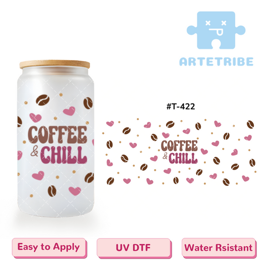 16oz uvdtf coffee chill beans hearts--#T-422