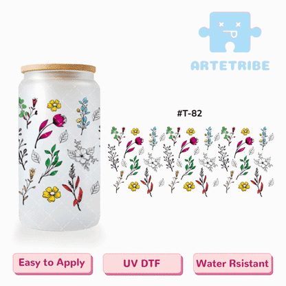 16oz uvdtf colorful Floral pattern Boho--#T-82