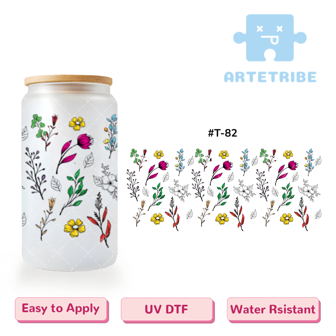 16oz uvdtf colorful Floral pattern Boho--#T-82