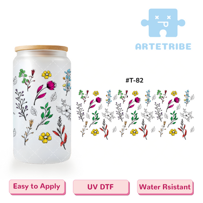 16oz uvdtf colorful Floral pattern Boho--#T-82