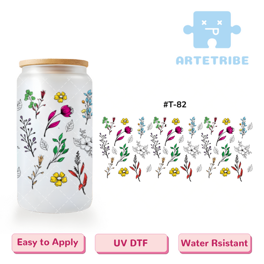 16oz uvdtf colorful Floral pattern Boho--#T-82