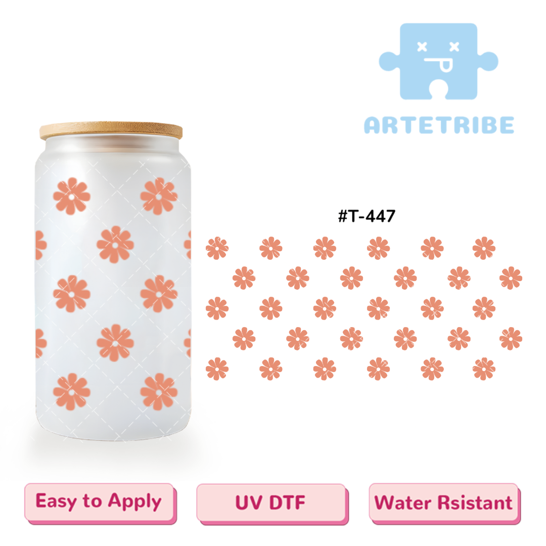 16oz uvdtf coral pink flowers--#T-447