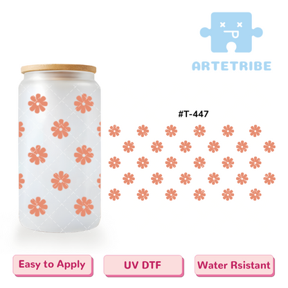 16oz uvdtf coral pink flowers--#T-447