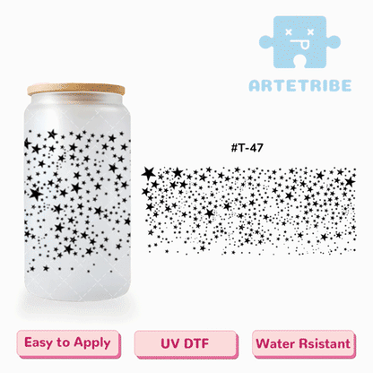 16oz uvdtf falling stars black--#T-47