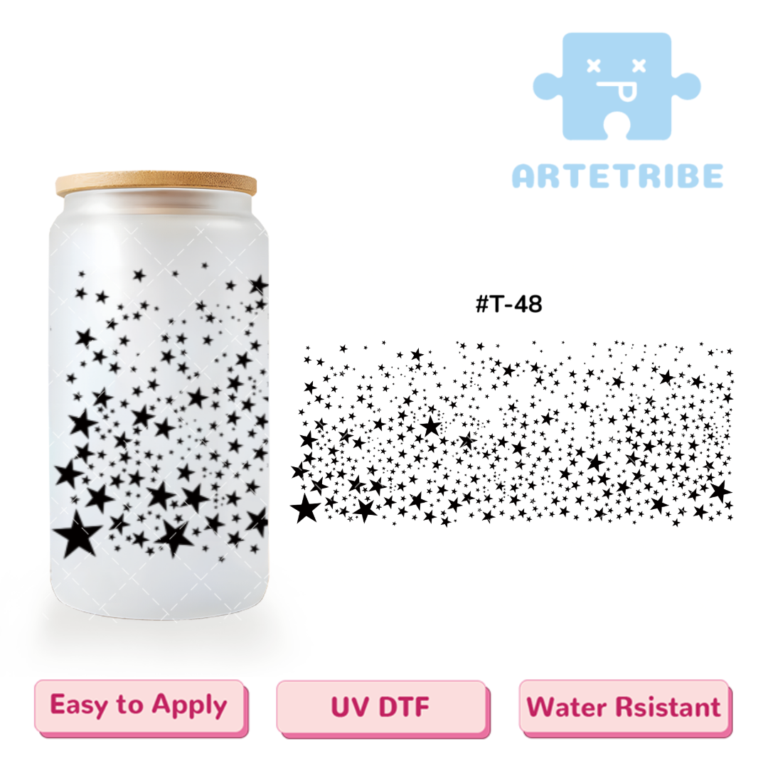 16oz uvdtf falling stars black--#T-48