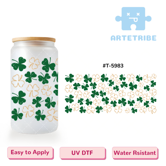 16oz uvdtf green gold Shamrock Boho--#T-5983