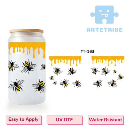 16oz uvdtf honey bee sweet black yellow--#T-163