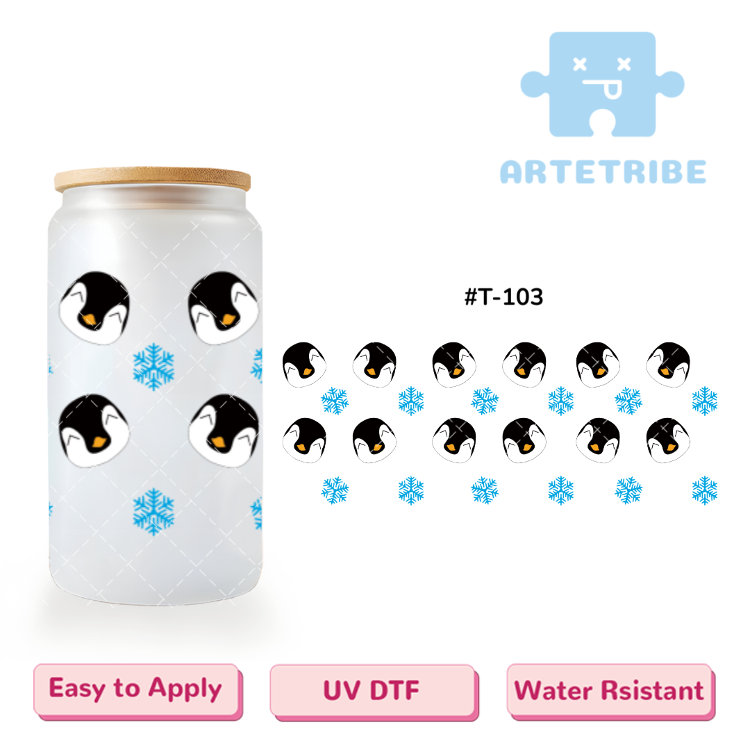 16oz uvdtf penguin snowflake--#T-103