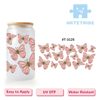 16oz uvdtf pink butterflies--#T-3125