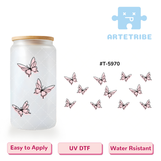 16oz uvdtf pink butterfly Boho--#T-5970