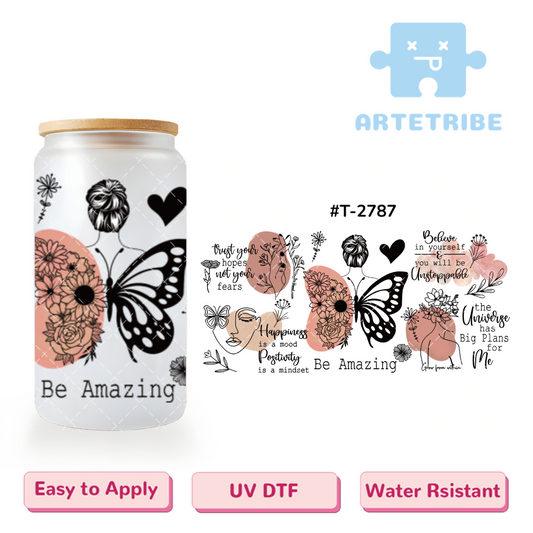 16oz uvdtf powerful girl black pink tone Morandi color--#T-2787