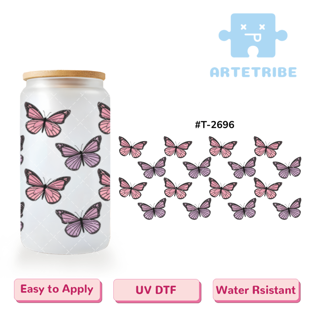 16oz uvdtf purple pink butterfly--#T-2696