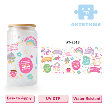 16oz uvdtf quotes Macaron color colorful Boho--#T-2513