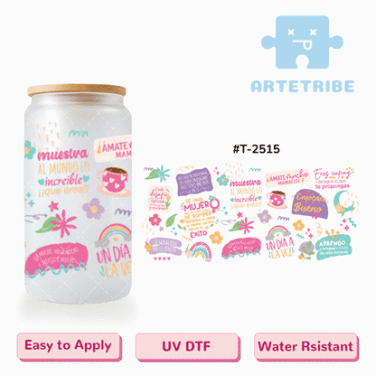 16oz uvdtf quotes Macaron color colorful Boho--#T-2515